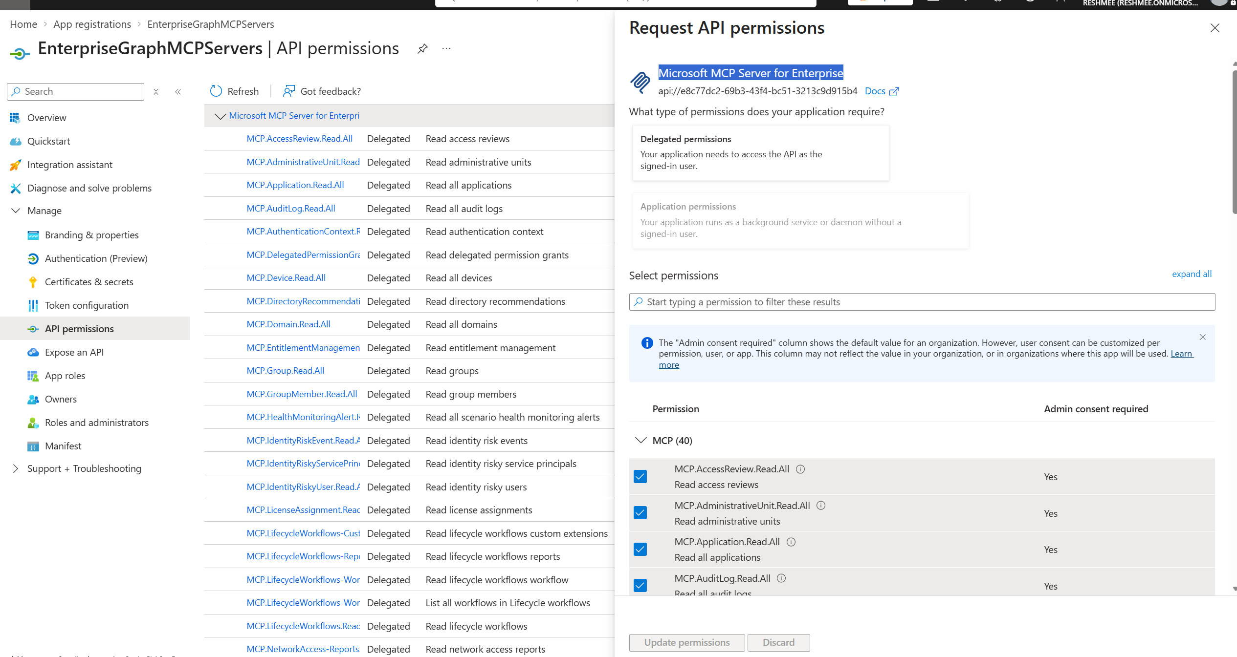 Entra Id permissions
