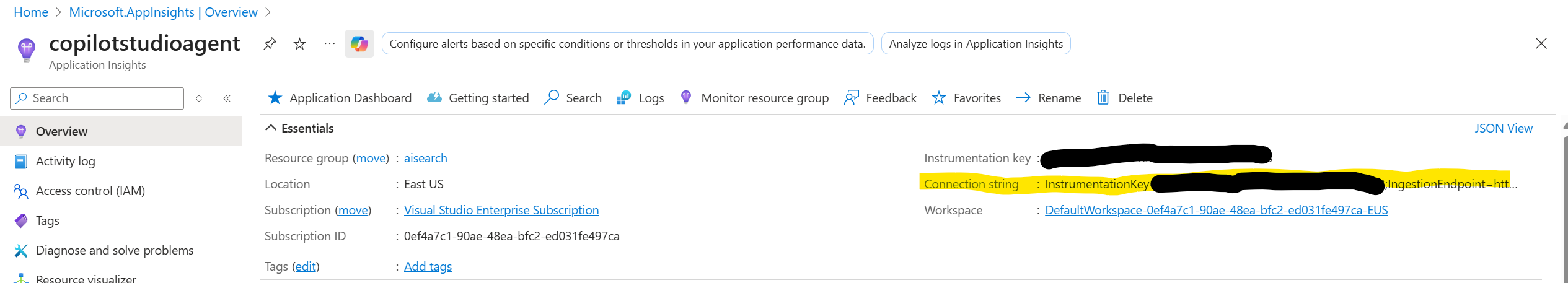 Copy Connection String