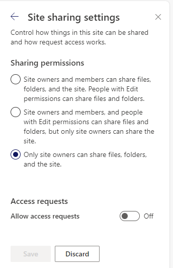 Sharing restricted to owners