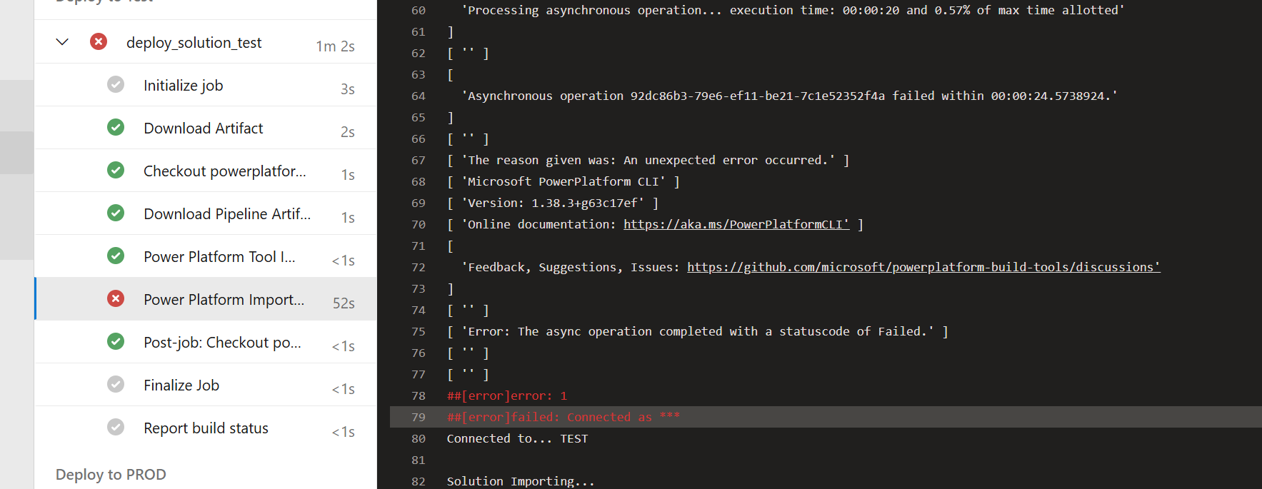 Unexpected error occurred
