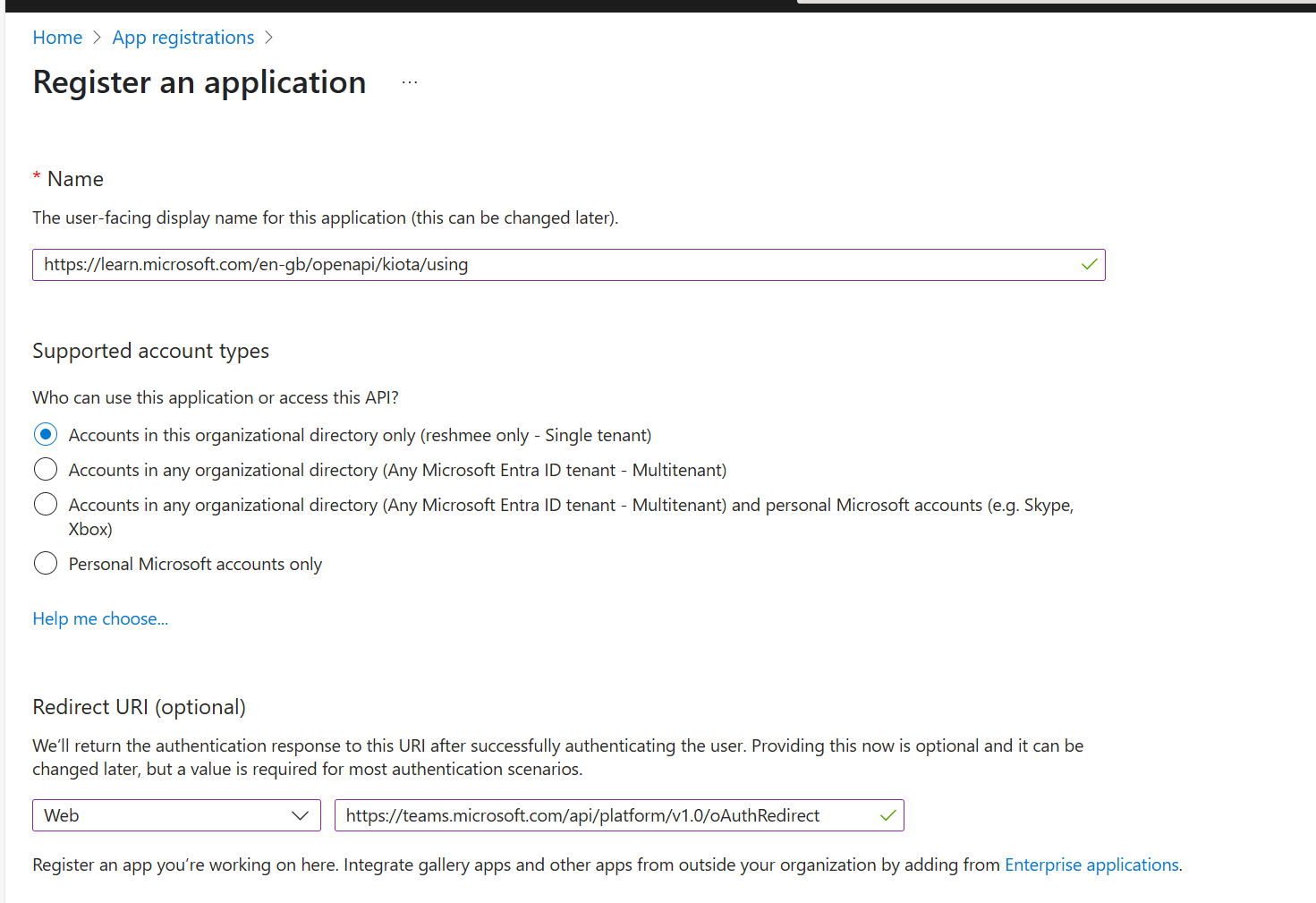 Create App Registration