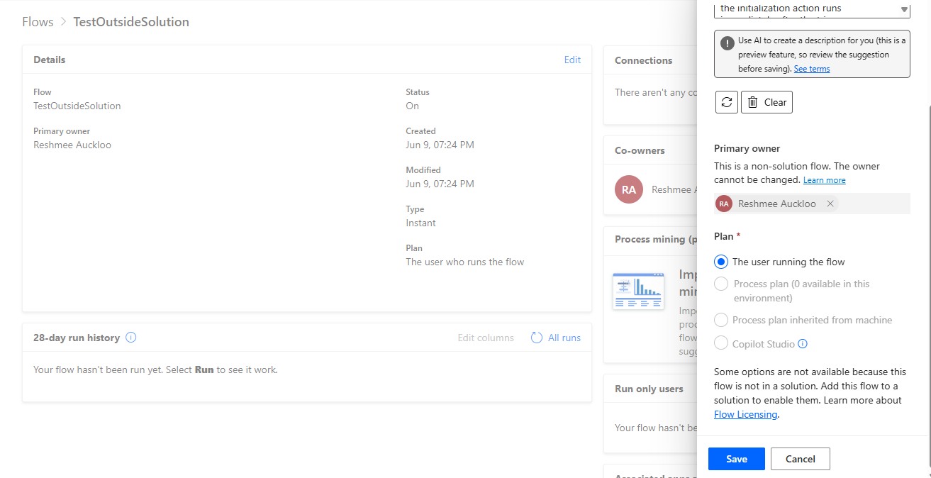 Copilot Studio Not Available for Flows Outside Solution