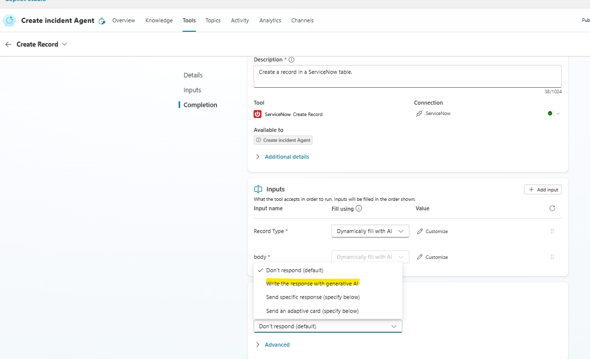 Change the tool setting to Write with generative AI