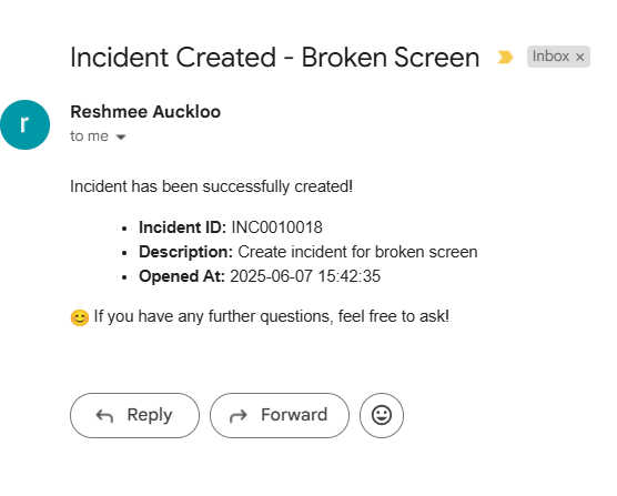 Incident created