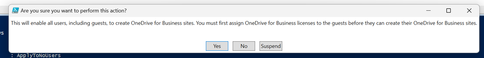 Warning Message Enabling Guests to OneDrive