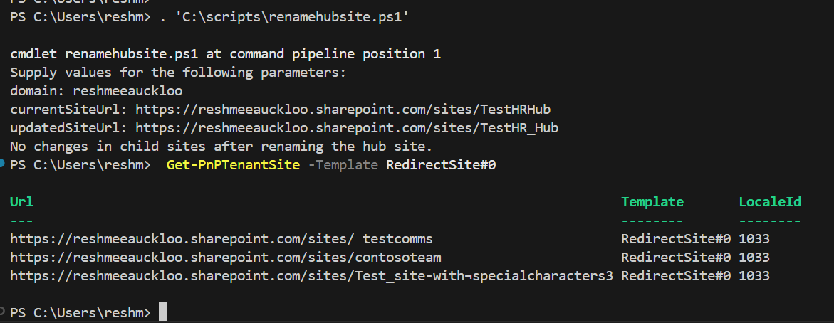 Output script