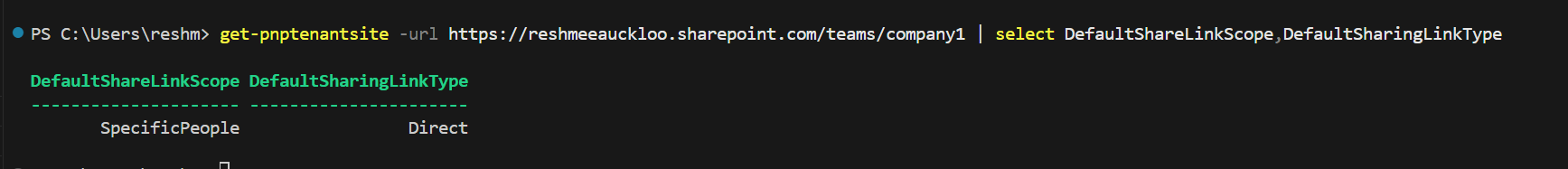 Specific People Default sharing link type