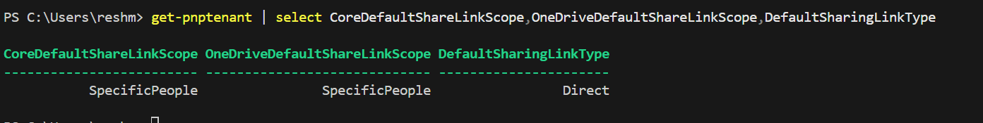 Tenant default sharing link