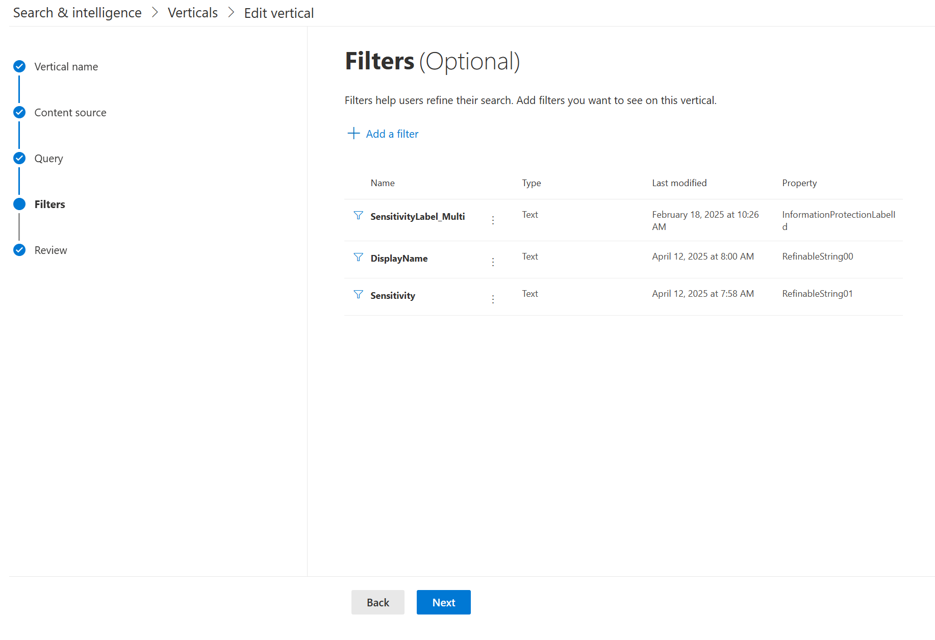 Sensitivity Vertical filter