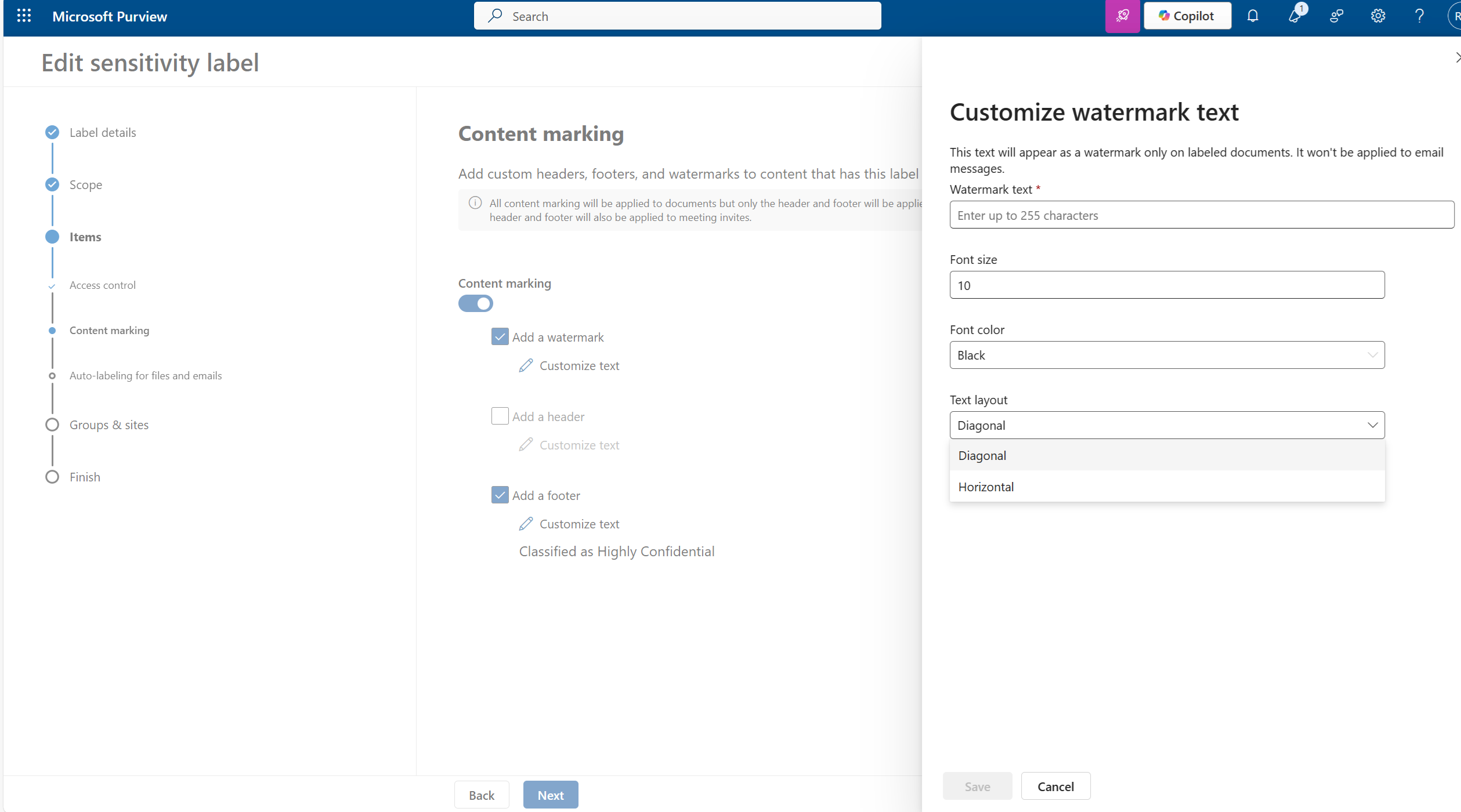 Watermark Layout Options