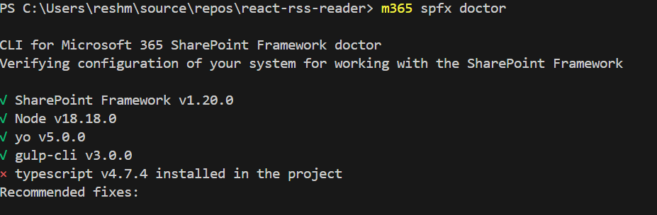 SPFx CLI Doctor