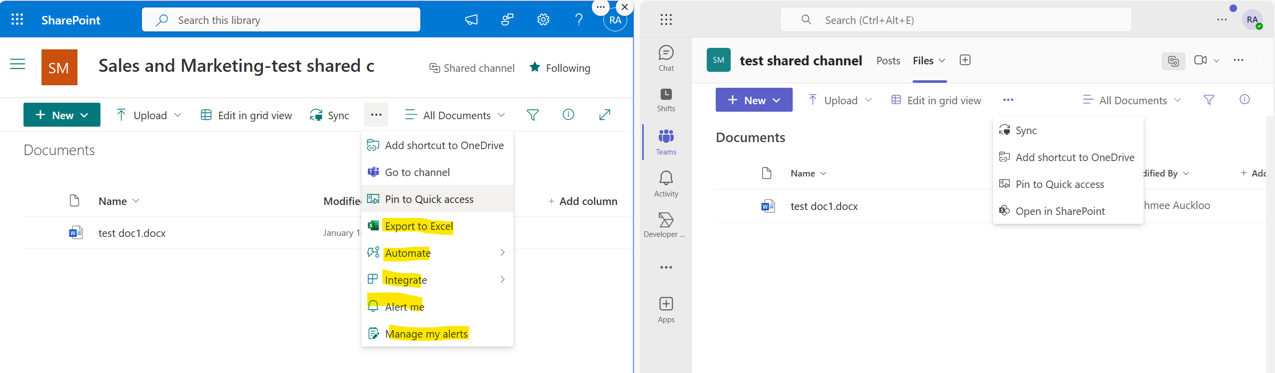 More Options within SharePoint