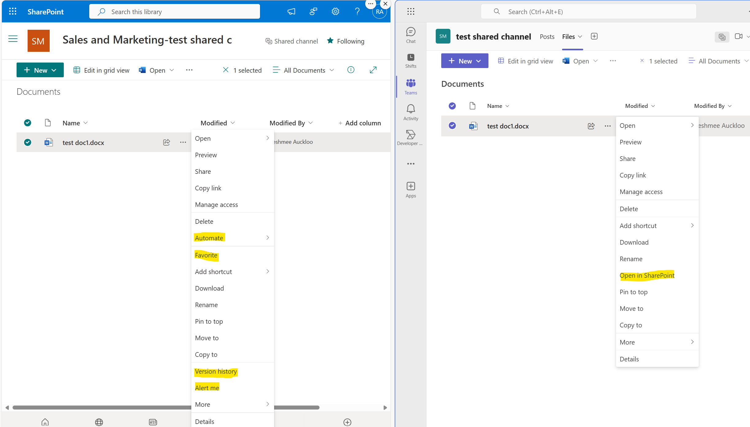More Options within SharePoint