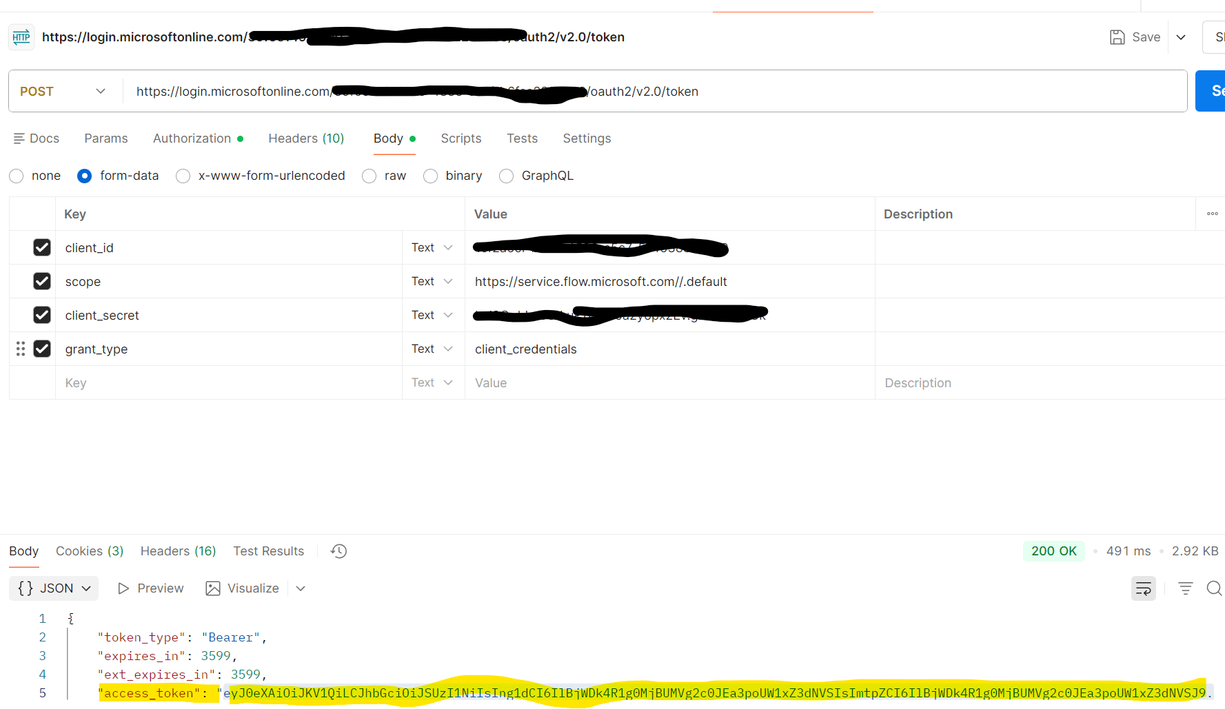 Token fetched from Postman