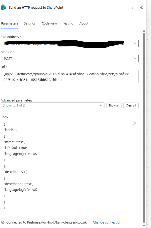 image from Power Automate: Add term to a term set