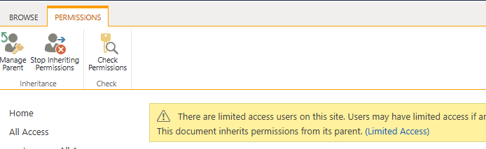Inherit permissions from parent