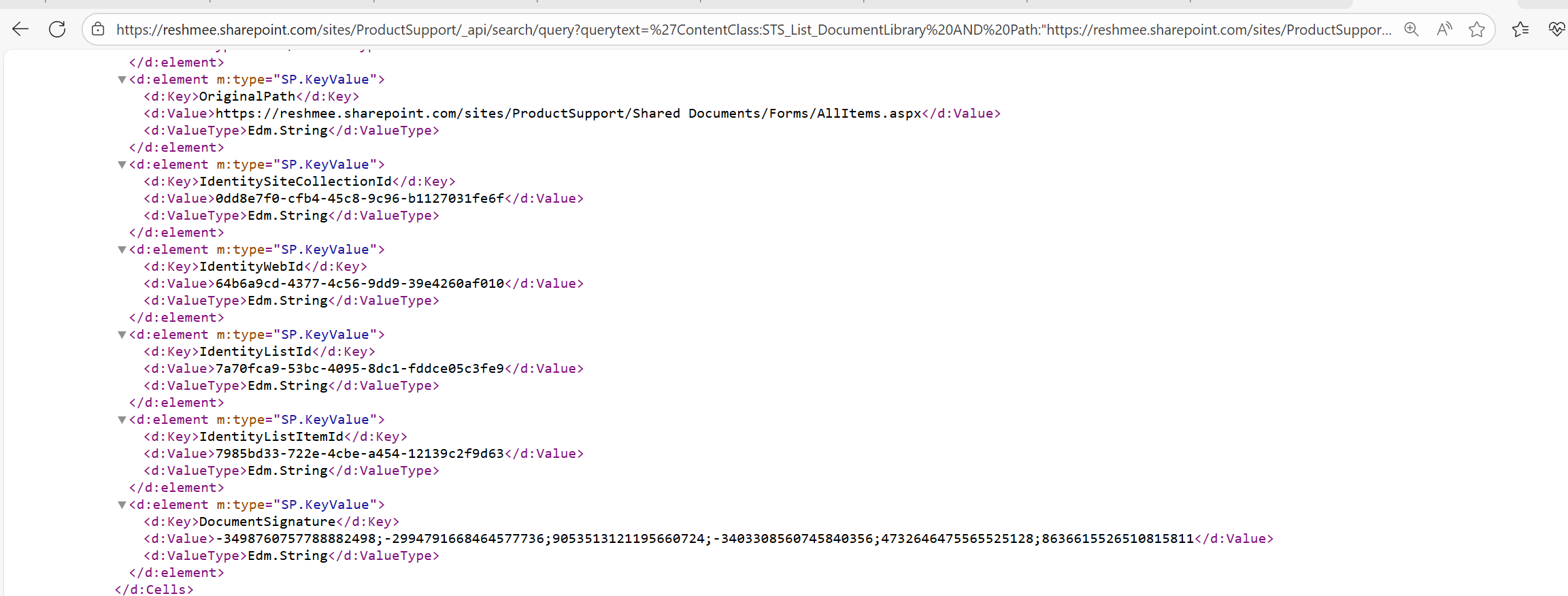 Library returned to Search API