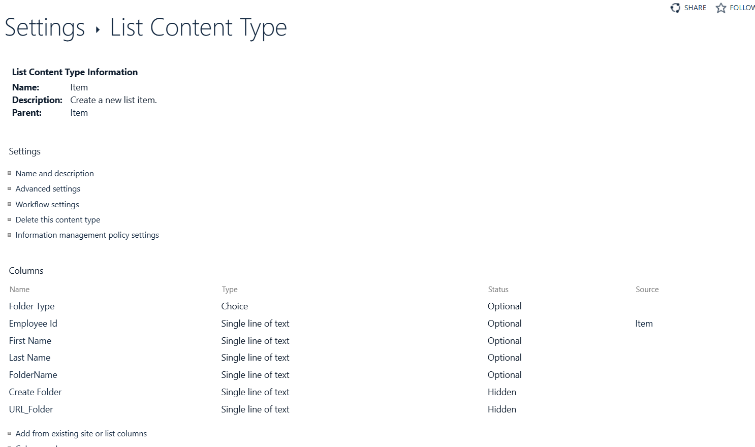Content Type Field