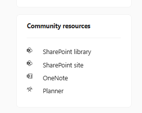Community resources link to SharePoint